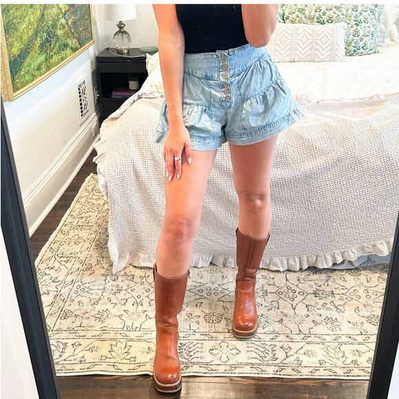 RARE Vintage Frye Dorian Brown Leather Platform Y2K Boots Size 8 - Picture 2 of 11